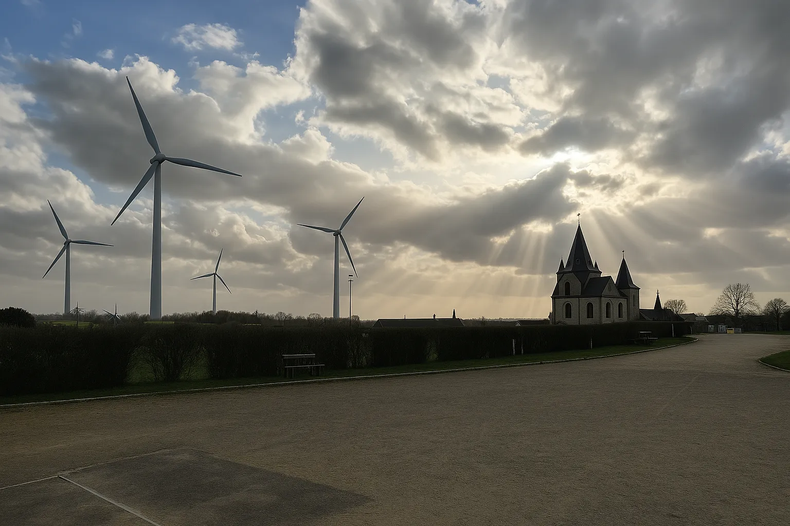 Photomontage du projet, vue de Tourinnes vers Nodebais